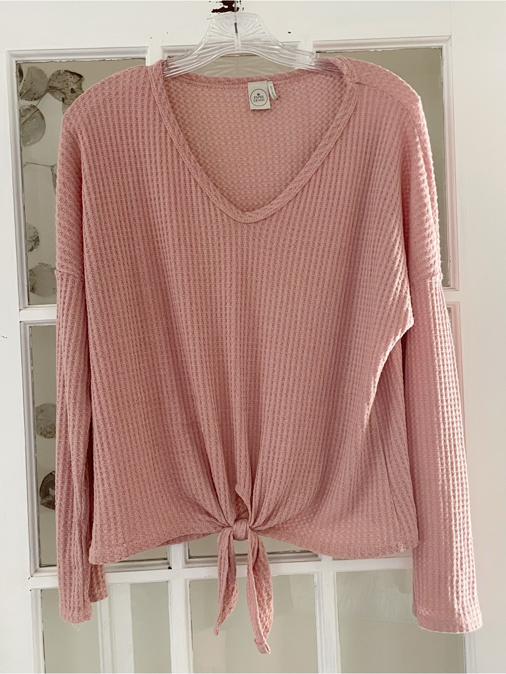🆕 {Paper Crane} Waffle Knit Tie-Front Top
